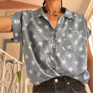 Denim printed star shirt